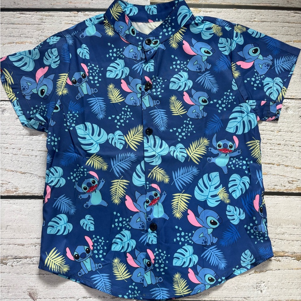 Character Button Up Hawaiian 🌺 Shirt with Disney Stitch Print